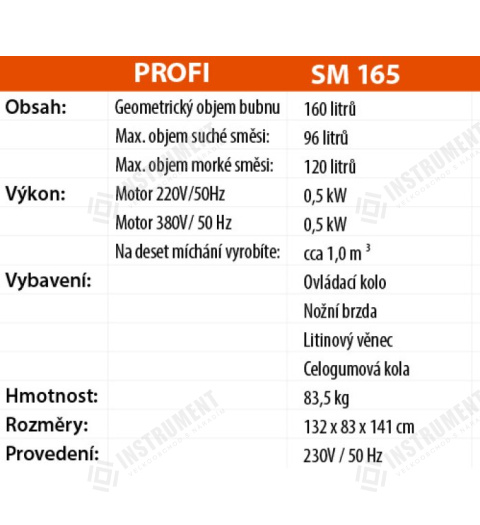 miešačka stavebná SM 165 S 160l / 230V