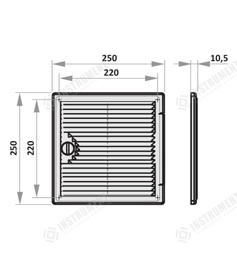 dvierka revízne plastové s vetracou mriežkou 250x250mm DF2525 VENTS