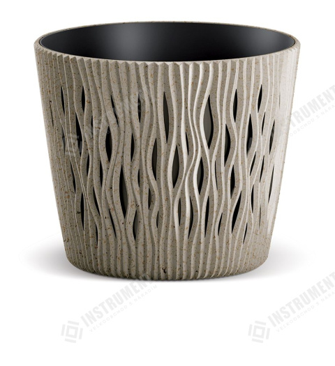 kvetináč 12,8cm SANDY ROUND ECO WOOD DSR130W-4665W naturo plastový