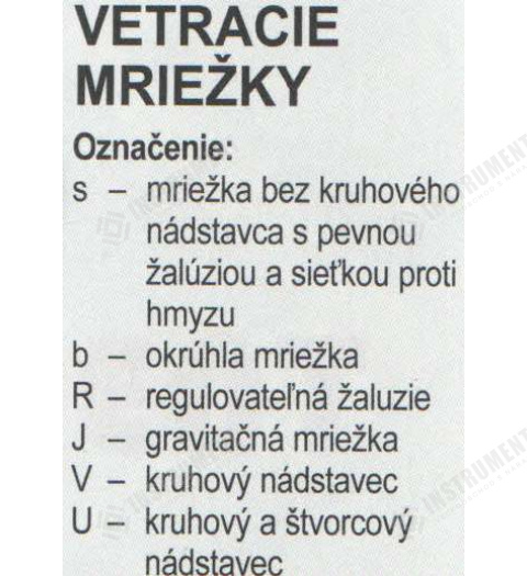 mriežka vetracia gravitačná MV 100VJ s nadstavcom ventilačná