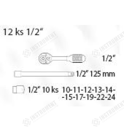 Gola sada + ráčna 1/2" 12ks CrV FESTA